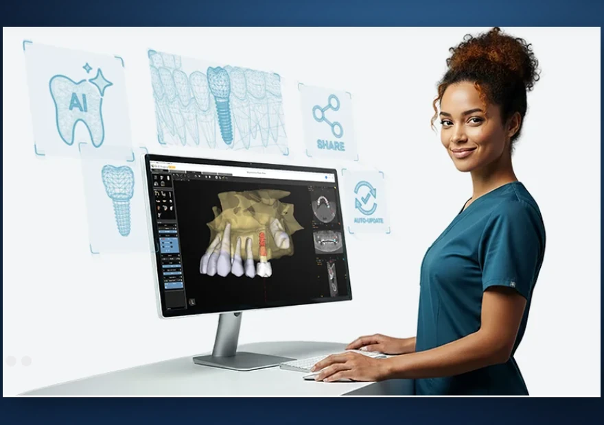 Profissional da Lusocare junto ao software de imagiologia dentária 3D